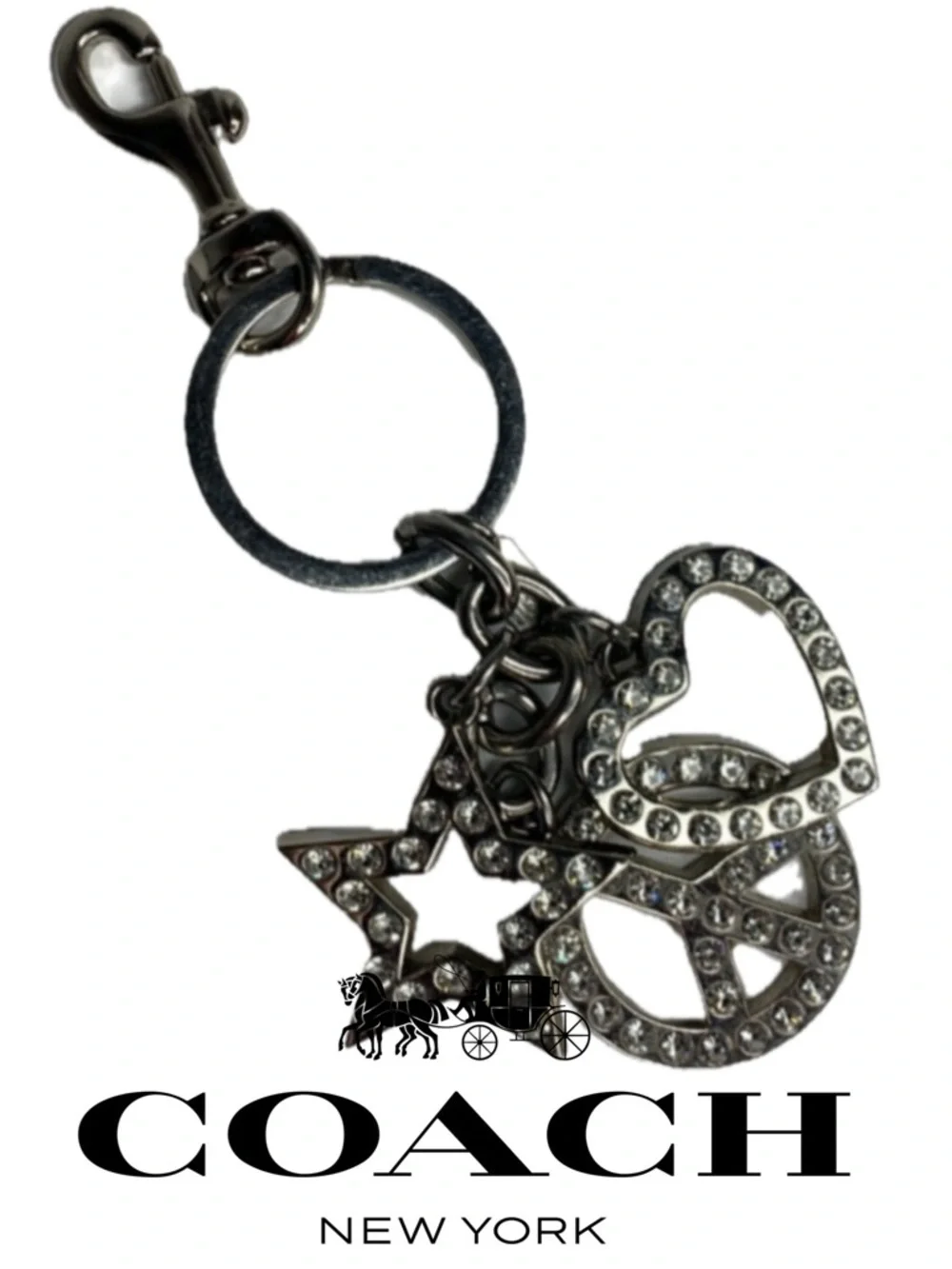 Coach Heart Dangle Swivel Keychain Rare HUGE Fob